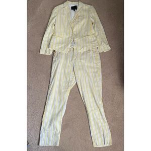 Banana Republic Yellow White Strip Linen Suit 0P